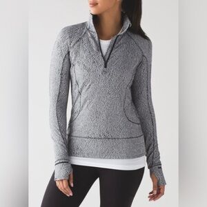 Lululemon Rush Hour 1/2 Zip Jacket - Running Luon Spray Jacquard Blk/Wht 6